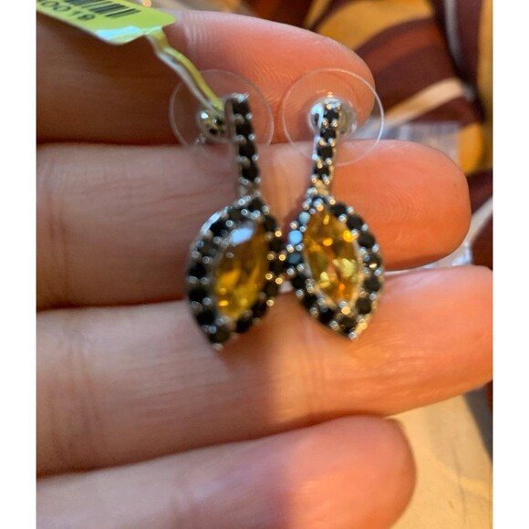 Sterling silver citrine and onyx (or black spinel) earrings NWT - Picture 6 of 9